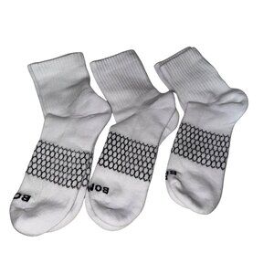 Bombas Women's Ankle Socks White Black Honey Comb 3 Pair Size Medium NEW